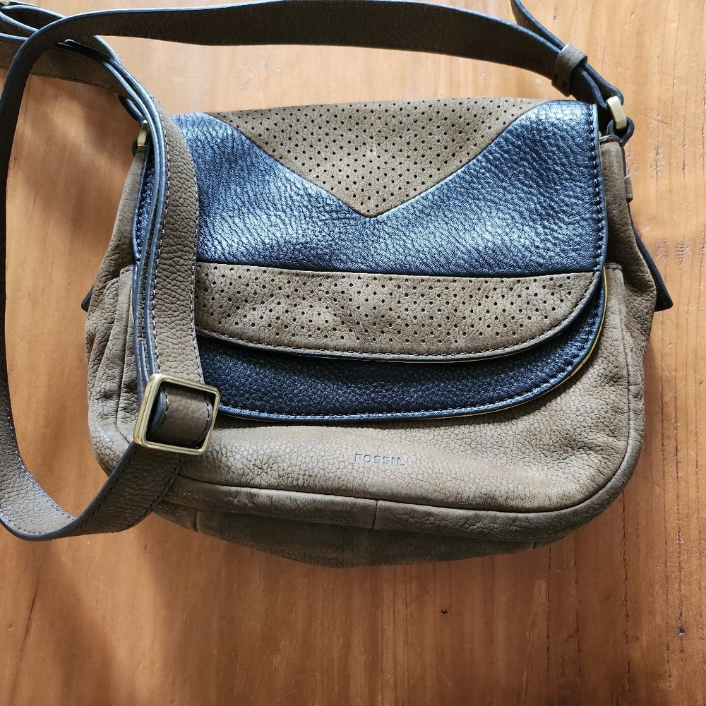 Womens Fossil Multi-Colored Leather Crossbody Bag